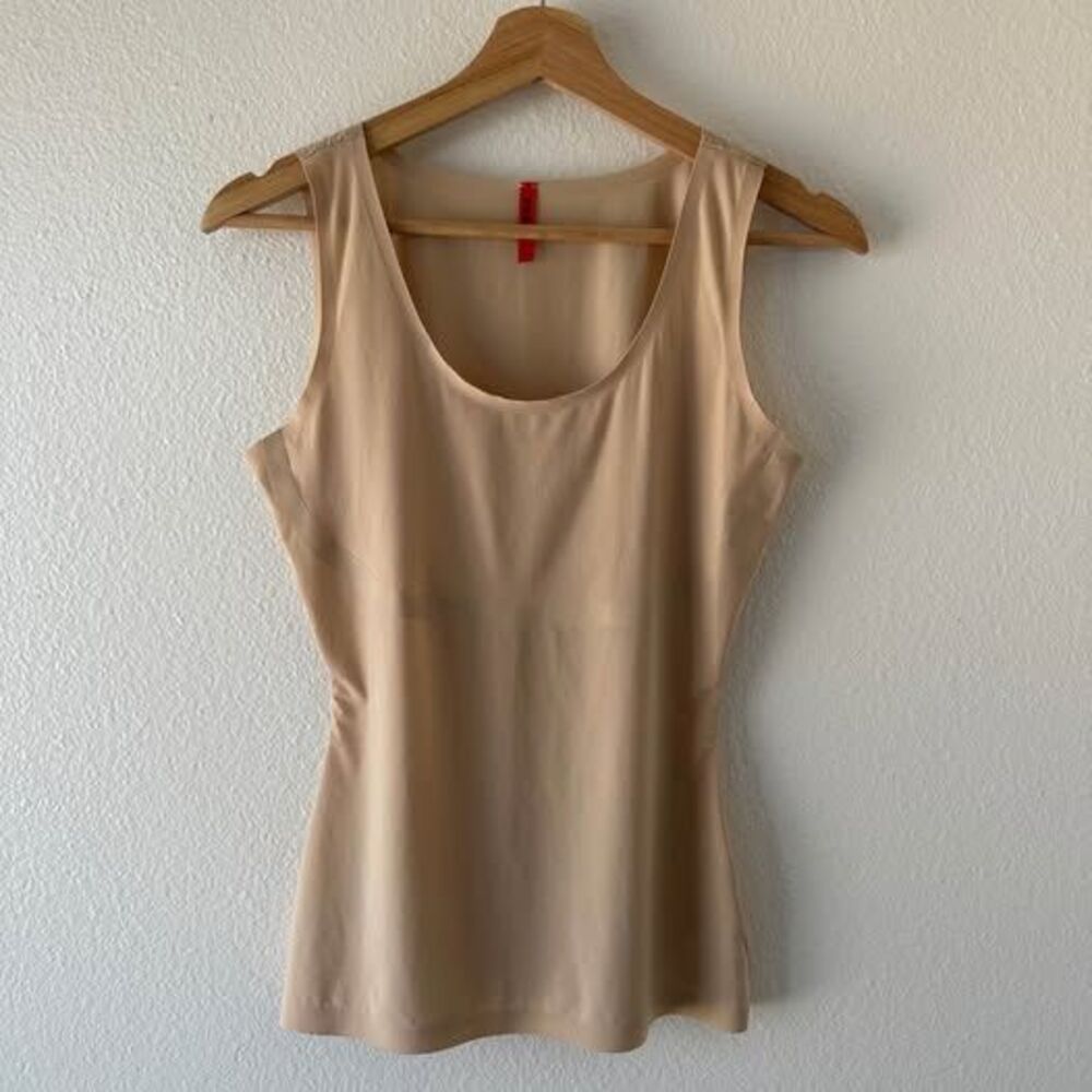 SPANX Nude Shaping Tank Top Size L Seamless Smoothing Compression Camisole